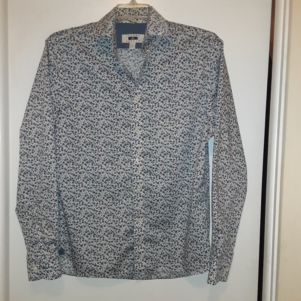 Joseph Abboud Dress Shirt - White with Floral Pattern - Men's Size Large